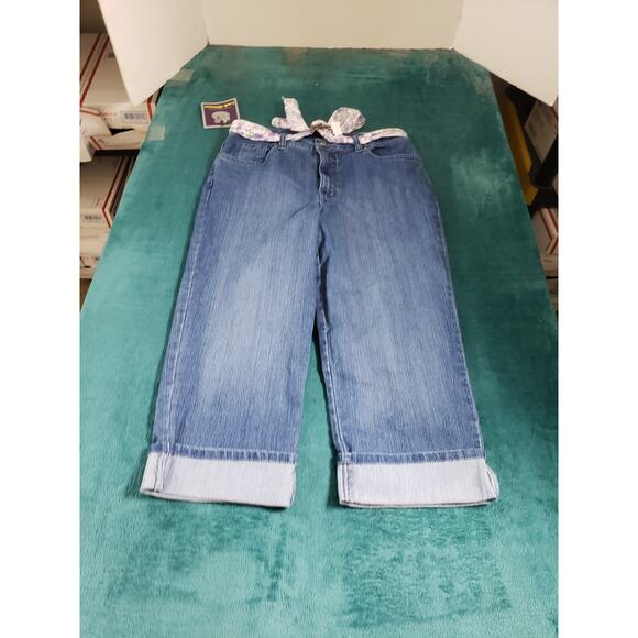 Gloria Vanderbilt Jeans Size 10 Womens Blue Pants Stretch Belted Cuff Capri NWT - Picture 1 of 16